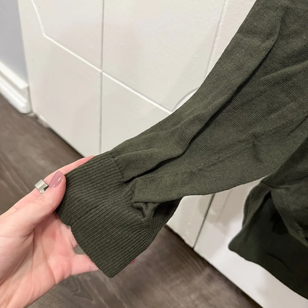 Michael Kors Green Off The Shoulder Sweater